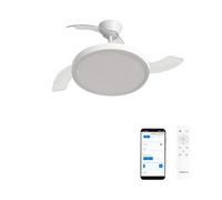 CREATE / WIND CLEAR STUDIO M/Ventilador de techo con luz blanco con Wifi y mando / 40W, Temporizador, Ø 108 cm, 6 velocidades, aspas retráctiles, 3 temperaturas de luz, función verano-invierno