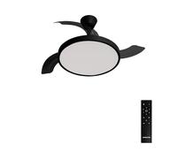 CREATE / WIND CLEAR STUDIO M/Ventilador de techo con luz negro con mando / 40W. Temporizador. Ø 108 cm. 6 velocidades. aspas retráctiles. 3 temperaturas de luz. función verano-invierno