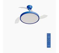 CREATE / WIND CLEAR STUDIO S/Ventilador de techo con luz azul cobalto con mando / 40W, Temporizador, Ø 91 cm, 6 velocidades, aspas retráctiles, 3 temperaturas de luz, función verano-invierno