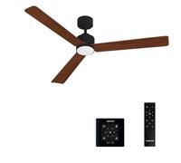 CREATE / WIND MODERN L/Ventilador de techo con luz negro madera oscura con controlador de pared y mando / 40W, Luz LED 3 temperaturas, Ø152 cm, programable, 6 velocidades, función verano-invierno