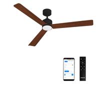 CREATE / WIND MODERN L/Ventilador de techo con luz negro madera oscura con Wifi y mando / 40W, Luz LED 3 temperaturas, Ø152 cm, programable, 6 velocidades, función verano-invierno