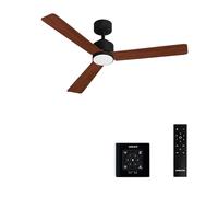 CREATE / WIND MODERN M/Ventilador de techo con luz negro madera oscura con controlador de pared y mando / 40W, Luz LED 3 temperaturas, Ø132 cm, programable, 6 velocidades, función verano-invierno