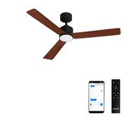 CREATE / WIND MODERN M/Ventilador de techo con luz negro madera oscura con Wifi y mando / 40W, Luz LED 3 temperaturas, Ø132 cm, programable, 6 velocidades, función verano-invierno