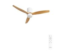 CREATE / WINDCALM CONCRETE/Ventilador de techo blanco madera clara con mando / 40W, Carcasa de yeso personalizable, Ø132 cm, 6 velocidades, función verano-invierno, luz led 3 temperaturas
