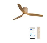 CREATE / WINDCALM M/Ventilador de techo ABS con luz arena efecto aspas madera clara con Wifi y mando / 40W, Silencioso, Ø132 cm, 3 temperaturas de luz, temporizador, función verano-invierno