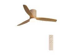 CREATE / WINDCALM M/Ventilador de techo ABS con luz arena efecto aspas madera clara y mando / 40W, Silencioso, Ø132 cm, 6 velocidades, 3 temperaturas de luz, temporizador, función verano-invierno