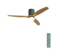 CREATE / WINDCALM M/Ventilador de techo ABS con luz verde sage aspas efecto madera clara y mando / 40W, Silencioso, Ø132 cm, 3 temperaturas de luz, temporizador, función verano-invierno