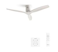 CREATE / WINDCALM NATURAL WOOD M/Ventilador de techo blanco con controlador y mando / 40W, Temporizador, Ø132 cm, 6 velocidades, silencioso, función verano-invierno