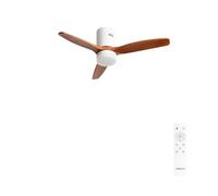 CREATE / WINDCALM NATURAL WOOD S/Ventilador de techo con luz blanco aspas madera oscura con mando / 40W, Temporizador, Ø112 cm, 6 velocidades, 3 temperaturas de luz, función verano-invierno