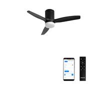 CREATE / WINDCALM NATURAL WOOD S/Ventilador de techo con luz negro con Wifi y mando / 40W, Temporizador, Ø112 cm, 6 velocidades, 3 temperaturas de luz, función verano-invierno