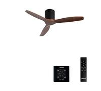 CREATE / WINDCALM NATURAL WOOD S/Ventilador de techo negro aspas madera nogal con controlador y mando / 40W, Temporizador, Ø112 cm, 3 temperaturas de luz, función verano-invierno