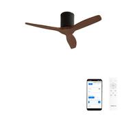 CREATE / WINDCALM NATURAL WOOD S/Ventilador de techo negro aspas madera oscura con Wifi y mando / 40W, Temporizador, Ø112 cm, 6 velocidades, 3 temperaturas de luz, función verano-invierno
