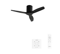CREATE / WINDCALM NATURAL WOOD S/Ventilador de techo negro con controlador y mando / 40W, Temporizador, Ø112 cm, 6 velocidades, 3 temperaturas de luz, función verano-invierno