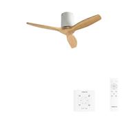 CREATE / WINDCALM S/Ventilador de techo ABS blanco aspas efecto madera clara con controlador y mando / 40W, Temporizador, Ø112 cm, función verano-invierno