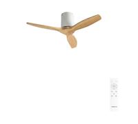 CREATE / WINDCALM S/Ventilador de techo ABS blanco aspas efecto madera clara con mando / 40W, Silencioso, Ø112 cm, 6 velocidades, temporizador, función verano-invierno