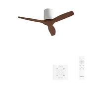 CREATE / WINDCALM S/Ventilador de techo ABS blanco aspas efecto madera oscura con controlador y mando / 40W, Temporizador, Ø112 cm, función verano-invierno