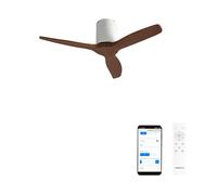 CREATE / WINDCALM S/Ventilador de techo ABS blanco aspas efecto madera oscura con Wifi y mando / 40W, Silencioso, Ø112 cm, 6 velocidades, función verano-invierno