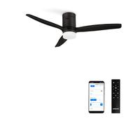 CREATE / WINDCALM S/Ventilador de techo ABS con luz negro con Wifi y mando / 40W, Silencioso, Ø112 cm, 6 velocidades, 3 temperaturas de luz, temporizador, función verano-invierno