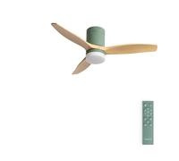 CREATE / WINDCALM S/Ventilador de techo ABS con luz verde sage efecto aspas madera clara y mando / 40W, Silencioso, Ø112 cm, 6 velocidades, 3 temperaturas de luz, función verano-invierno