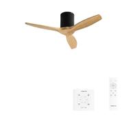 CREATE / WINDCALM S/Ventilador de techo ABS negro aspas efecto madera clara con controlador y mando / 40W, Silencioso, Ø112 cm, 6 velocidades, temporizador, función verano-invierno