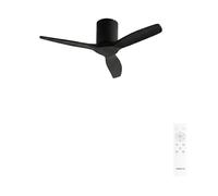 CREATE / WINDCALM S/Ventilador de techo ABS negro con mando / 40W, Silencioso, Ø112 cm, 6 velocidades, temporizador, función verano-invierno
