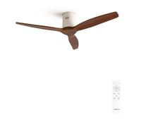 CREATE / WINDCALM/Ventilador de techo ABS blanco aspas efecto madera oscura y mando / 40W, Silencioso, Ø132 cm, 6 velocidades, temporizador, función verano-invierno