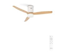 CREATE / WINDCALM/Ventilador de techo ABS con luz blanco aspas efecto madera clara y mando / 40W, Silencioso, Ø132 cm, 6 velocidades, 3 temperaturas de luz, temporizador, función verano-invierno