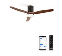 CREATE / WINDCALM/Ventilador de techo ABS con luz negro aspas efecto madera oscura con Wifi y mando / 40W, Silencioso, Ø132 cm, 3 temperaturas de luz, temporizador, función verano-invierno