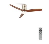 CREATE / WINDCALM/Ventilador de techo ABS con luz níquel efecto aspas madera oscura y mando / 40W, Silencioso, Ø132 cm, 6 velocidades, 3 temperaturas de luz, temporizador, función verano-invierno