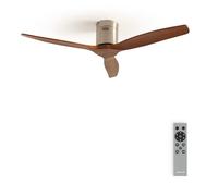 CREATE / WINDCALM/Ventilador de techo ABS níquel efecto aspas madera oscura y mando / 40W, Silencioso, Ø132 cm, 6 velocidades, 3 temperaturas de luz, temporizador, función verano-invierno