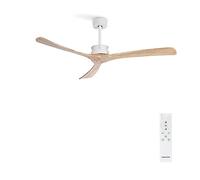 CREATE / WINDLARGE/Ventilador de techo blanco aspas madera natural con mando / 40W, XL, silencioso, 6 velocidades, Ø152 cm, temporizador, 2 alturas, función verano-invierno
