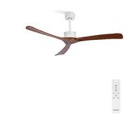 CREATE / WINDLARGE/Ventilador de techo blanco aspas madera oscura con mando / 40W, XL, silencioso, 6 velocidades, Ø152 cm, temporizador, 2 alturas, función verano-invierno