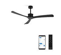 CREATE / WINDLARGE/Ventilador de techo negro aspas negras con Wifi y mando/XL, función verano-invierno, 6 velocidades, temporizador 1 a 4 h, 2 alturas,aspas blancas, 40W, Ø152 cm