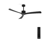 CREATE / WINDLARGE/Ventilador de techo negro con mando / 40W, XL, silencioso, 6 velocidades, Ø152 cm, temporizador, 2 alturas, función verano-invierno