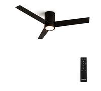 CREATE / WINDMINIMAL/Ventilador de techo con luz negro con mando/Silencioso, función verano-invierno, 6 velocidades,temporizador 1 a 4h, 3 temperaturas de luz, 40W, Ø132 cm