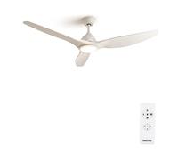 CREATE / WINDSAIL/Ventilador de techo con luz blanco con mando/XL, motor AC de cobre, silencioso, temporizador de 1h a 4h, 2 alturas, 3 temperaturas de luz, Ø163 cm, 90W