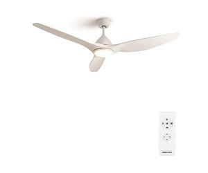 CREATE / WINDSAIL/Ventilador de techo con luz blanco con mando/XL, motor AC de cobre, silencioso, temporizador de 1h a 4h, 2 alturas, 3 temperaturas de luz, Ø163 cm, 90W