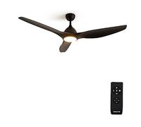 CREATE / WINDSAIL/Ventilador de techo con luz negro y mando/XL, motor AC de cobre, silencioso, temporizador de 1h a 4h, 2 alturas, 3 temperaturas de luz, Ø163 cm, 90W