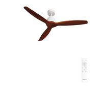 CREATE / WINDSTYLANCE DC/Ventilador de techo blanco aspas madera oscura con mando/ 40W, Silencioso, Ø132 cm, 6 velocidades, temporizador, verano-invierno, doble altura, motor DC