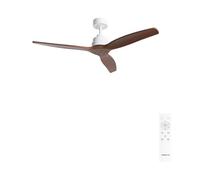 CREATE / WINDSTYLANCE M/Ventilador de techo ABS blanco aspas efecto madera oscura con mando/ 40W, Silencioso, Ø132 cm, 6 velocidades, temporizador, verano-invierno, doble altura, motor DC