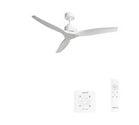 CREATE / WINDSTYLANCE M/Ventilador de techo ABS blanco con controlador pared y mando / 40W, Silencioso, Ø132 cm, 6 velocidades, temporizador, verano-invierno, doble altura, motor DC
