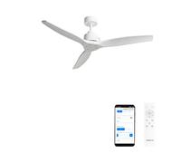 CREATE / WINDSTYLANCE M/Ventilador de techo ABS blanco con Wifi y mando / 40W, Silencioso, Ø132 cm, 6 velocidades, temporizador, verano-invierno, doble altura, motor DC