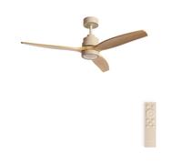 CREATE / WINDSTYLANCE M/Ventilador de techo ABS con luz arena aspas efecto madera natural con mando/ 40W, Silencioso, Ø132 cm, 6 velocidades, temporizador, verano-invierno, doble altura, motor DC