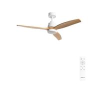 CREATE / WINDSTYLANCE M/Ventilador de techo ABS con luz blanco aspas efecto madera natural con mando / 40W, Silencioso, Ø132 cm, 6 velocidades, temporizador, verano-invierno, doble altura, motor DC