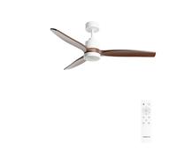 CREATE / WINDSTYLANCE M/Ventilador de techo ABS con luz blanco aspas efecto madera oscura con mando / 40W, Silencioso, Ø132 cm, 6 velocidades, temporizador, verano-invierno, doble altura, motor DC