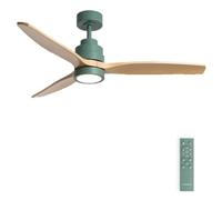 CREATE / WINDSTYLANCE M/Ventilador de techo ABS con luz verde sage aspas efecto madera natural con mando/ 40W, Silencioso, Ø132 cm, 6 velocidades, temporizador, verano-invierno, doble altura