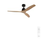CREATE / WINDSTYLANCE M/Ventilador de techo ABS negro aspas efecto madera natural con mando / 40W, Silencioso, Ø132 cm, 6 velocidades, temporizador, verano-invierno, doble altura, motor DC