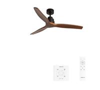 CREATE / WINDSTYLANCE M/Ventilador de techo ABS negro aspas efecto madera oscura con controlador y mando / 40W, Silencioso, Ø132 cm, 6 velocidades, temporizador, verano-invierno, doble altura