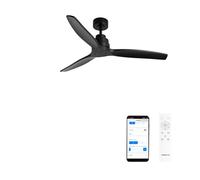 CREATE / WINDSTYLANCE M/Ventilador de techo ABS negro con Wifi y mando / 40W, Silencioso, Ø132 cm, 6 velocidades, temporizador, verano-invierno, doble altura, motor DC
