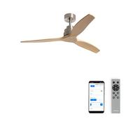 CREATE / WINDSTYLANCE M/Ventilador de techo ABS níquel aspas efecto madera natural con Wifi y mando / 40W, Silencioso, Ø132 cm, 6 velocidades, temporizador, verano-invierno, doble altura, motor DC